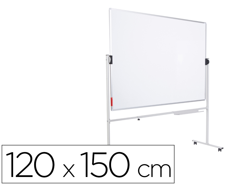 [169523] Pizarra blanca rocada acero vitrificado magnetico marco aluminio doble cara volteable 120x150 cm