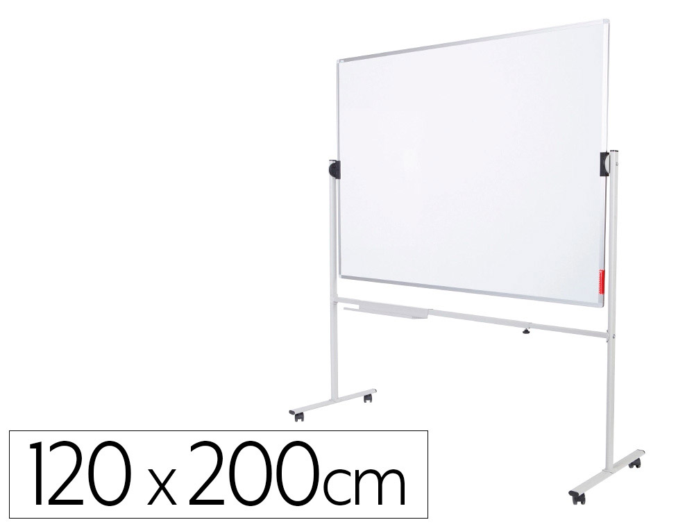 [169521] Pizarra blanca rocada acero lacado magnetico marco aluminio doble cara volteable 120x200 cm