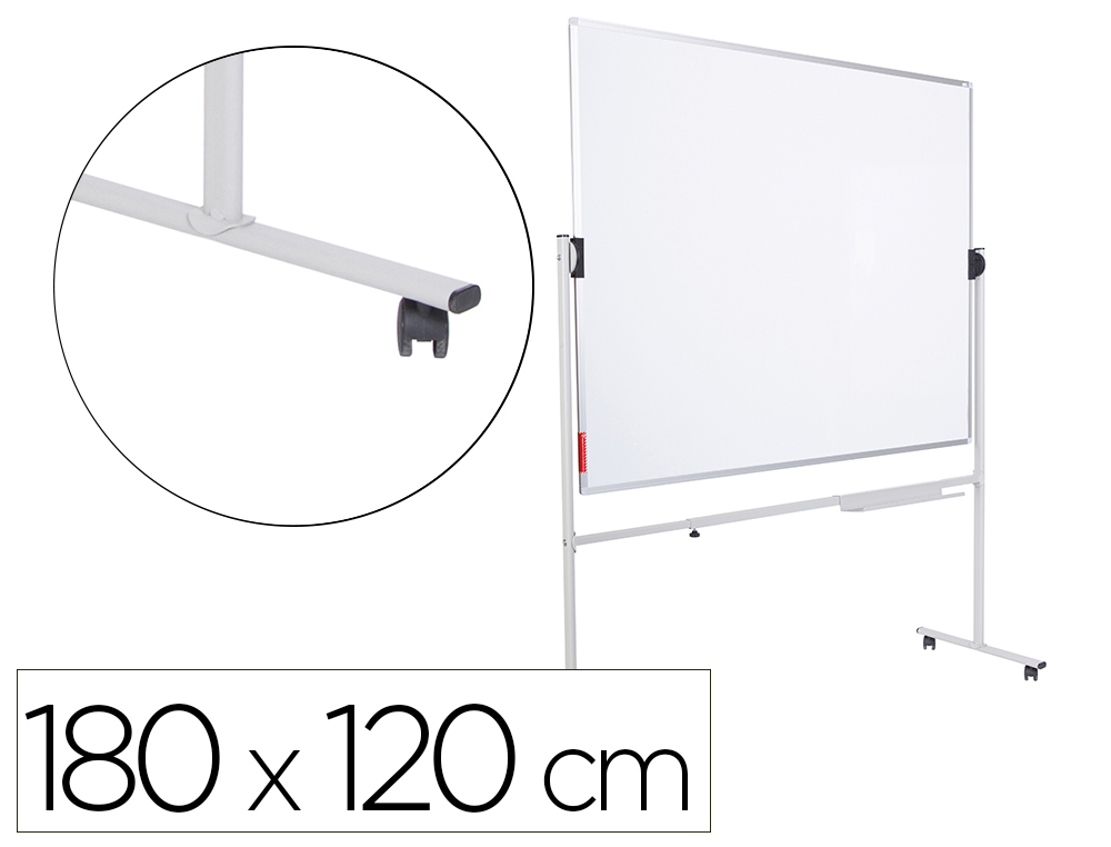 [167799] Pizarra blanca rocada volteable doble cara magnetica acero lacado 180x120 cm