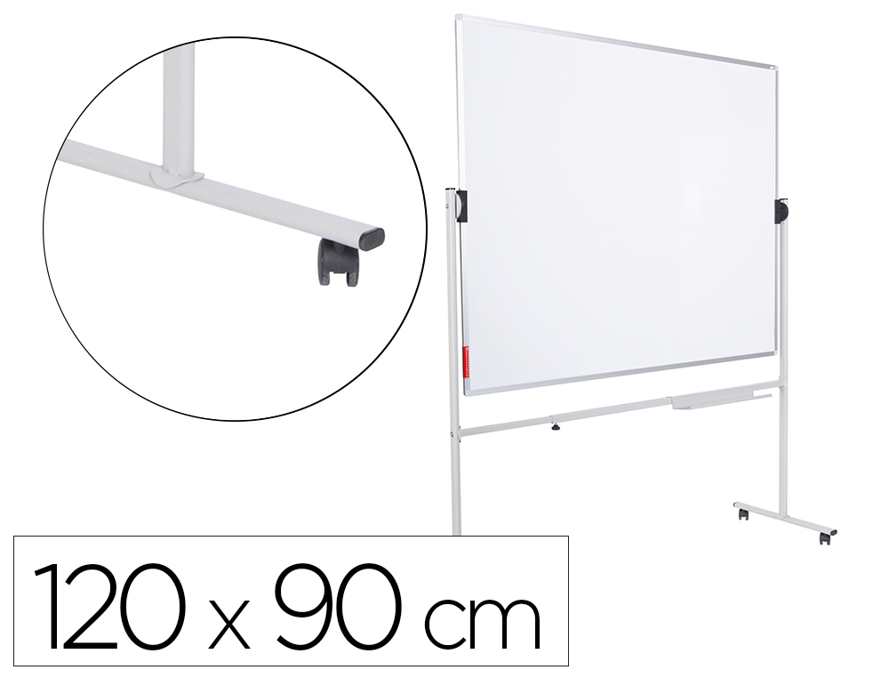 [167797] Pizarra blanca rocada volteable doble cara magnetica acero lacado 120x90 cm