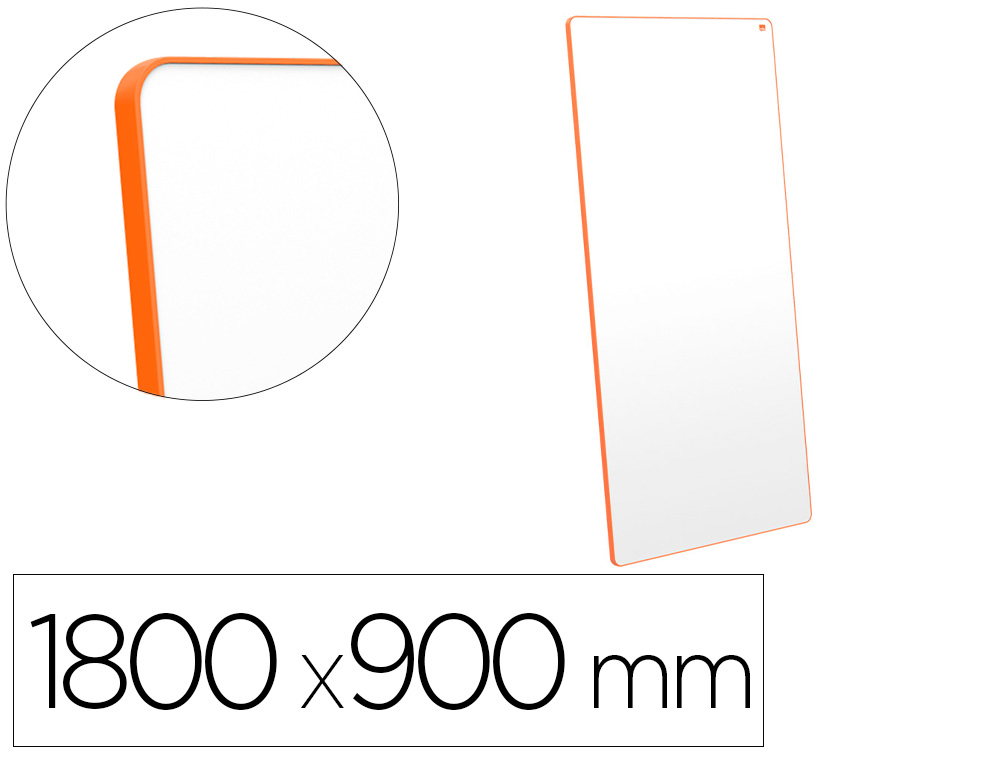 [163163] Pizarra blanca nobo move&meet extraible y portatil marco naranja doble cara magnetica 1800x900 mm