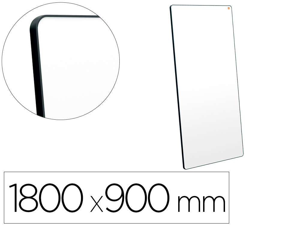 [163162] Pizarra blanca nobo move&meet extraible y portatil marco negro doble cara magnetica 1800x900 mm