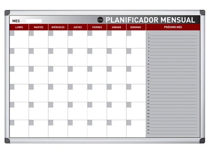 [156187] Planning magnetico bi-office mensual lacado marco aluminio rotulable 60x45 cm