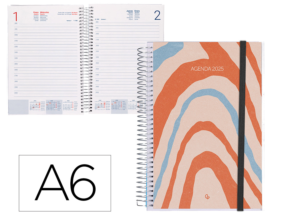 [170445] Agenda encuadernada liderpapel tinos a6 2025 dia pagina personalizable papel 70 gr