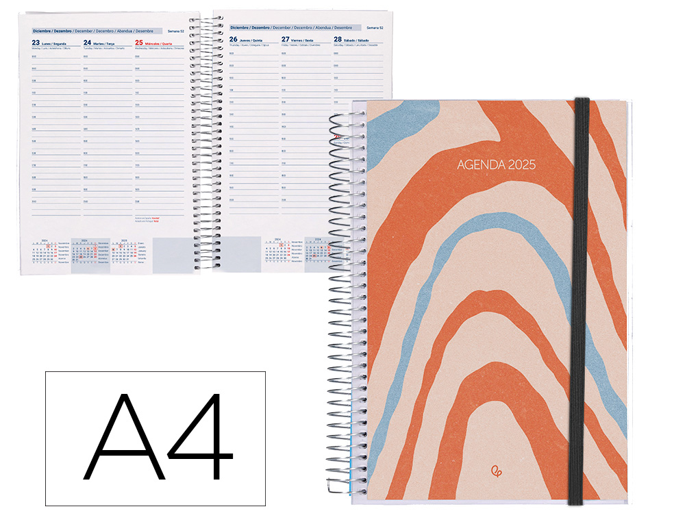 [170442] Agenda espiral liderpapel tinos a4 2025 personalizable semana vista papel 70 gr