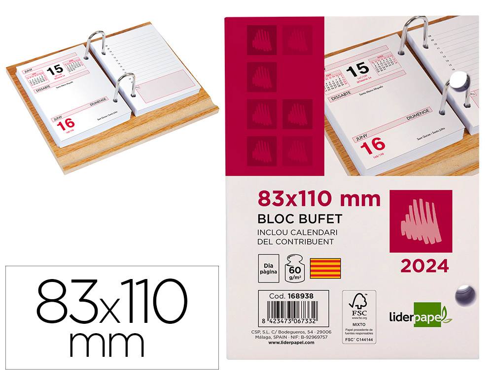 [168938] Bloc bufete liderpapel 2024 80x110 mm papel 60 gr texto en catalan