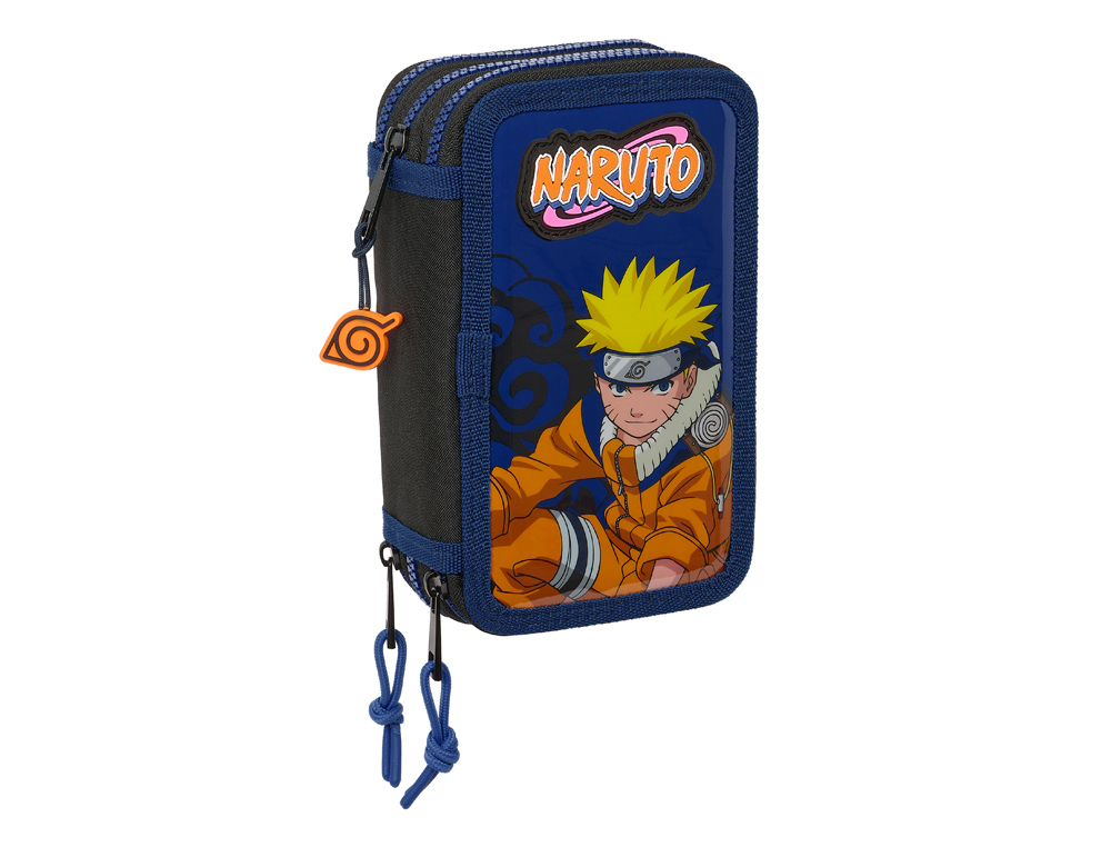 [238600] Plumier escolar safta triple 36 piezas naruto ninja 195x125x55 mm