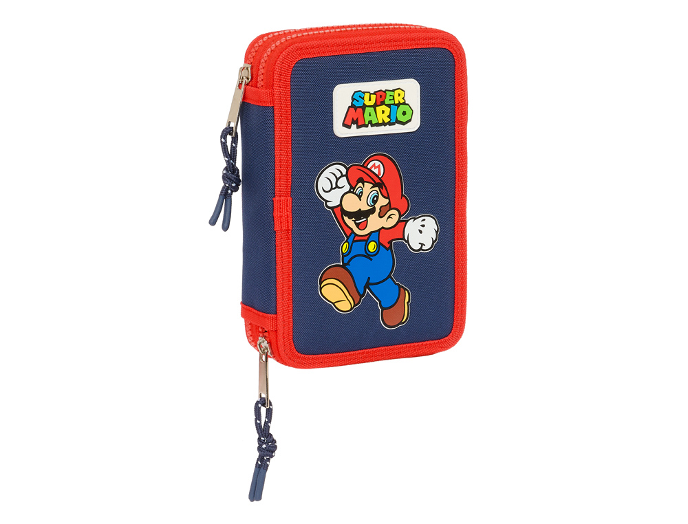 [238592] Plumier escolar safta doble pequeño 28 piezas super mario world 195x125x40 mm