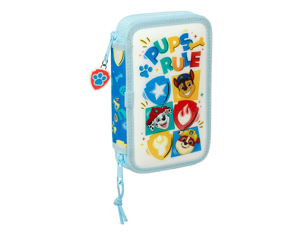 [238587] Plumier escolar safta doble pequeño 28 piezas paw patrol pups rule 195x125x40 mm