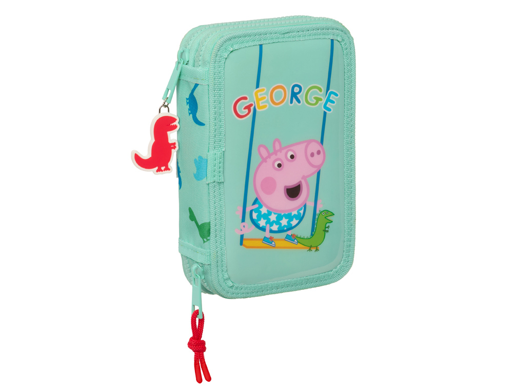 [237399] Plumier escolar safta doble cremallera 28 piezas peppa pig george 40x125x195 mm