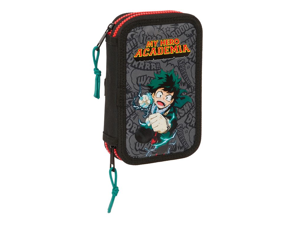 [237394] Plumier escolar safta doble cremallera 28 piezas my hero academia 40x125x195 mm