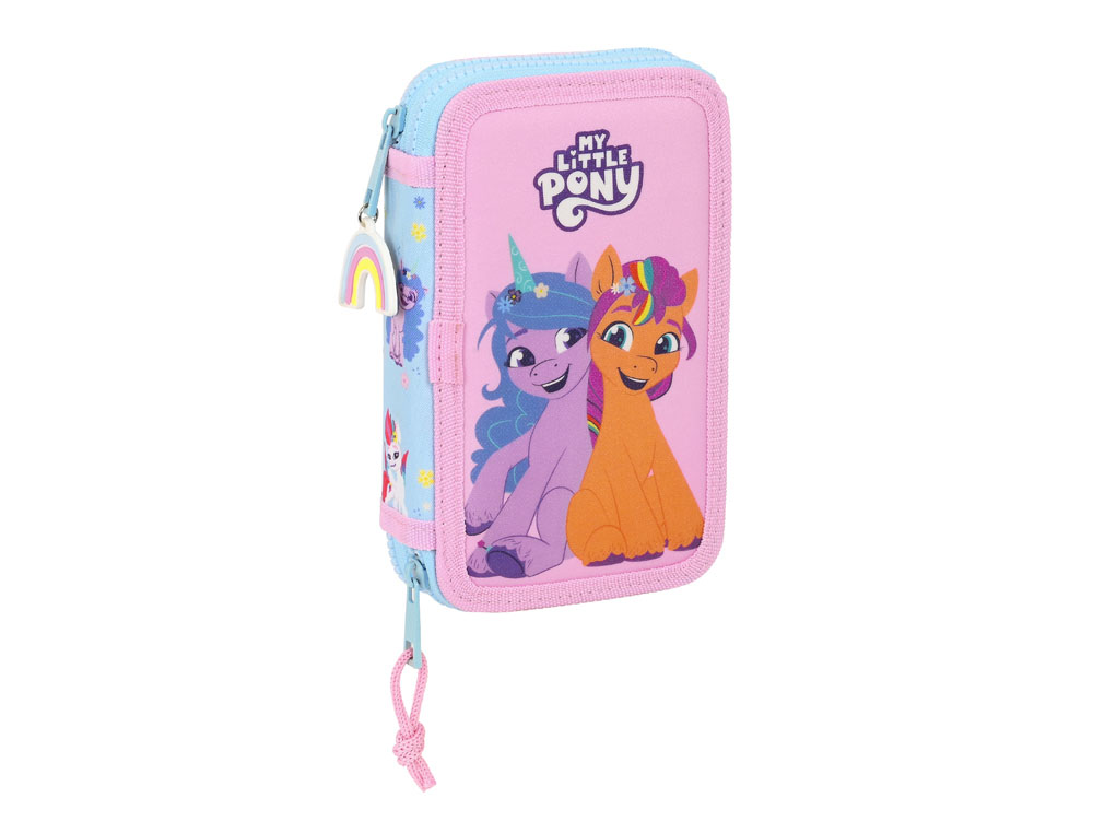 [234677] Plumier escolar safta doble pequeño 28 piezas my little pony wild & free 195x125x40 mm