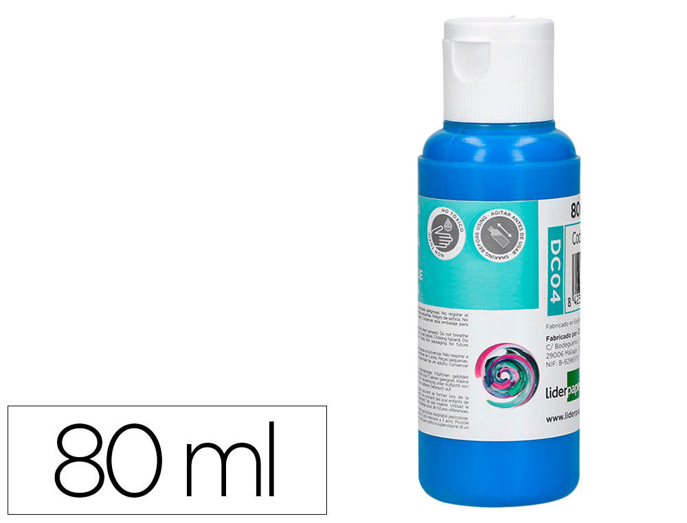 [166298] Pintura acrilica liderpapel bote de 80 ml cian