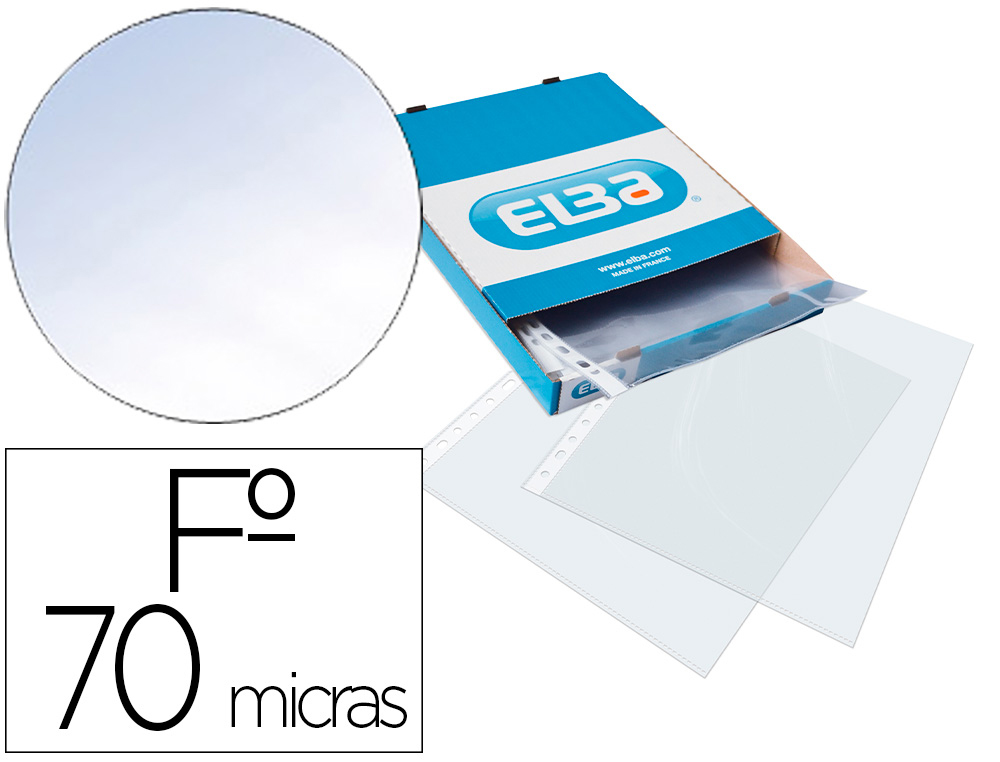 [None] Funda multitaladro elba standard folio 70 micras cristal caja de 100 unidades