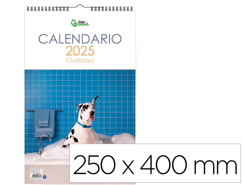 [170645] Calendario espiral pared liderpapel imagenes perros 2025 para escribir 25x40 cm papel 157 gr