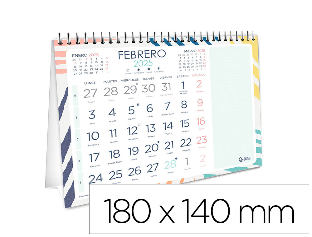 [170641] Calendario espiral triangular liderpapel de sobremesa serie joven 2025 14x14 cm papel 128 gr con pegatinas