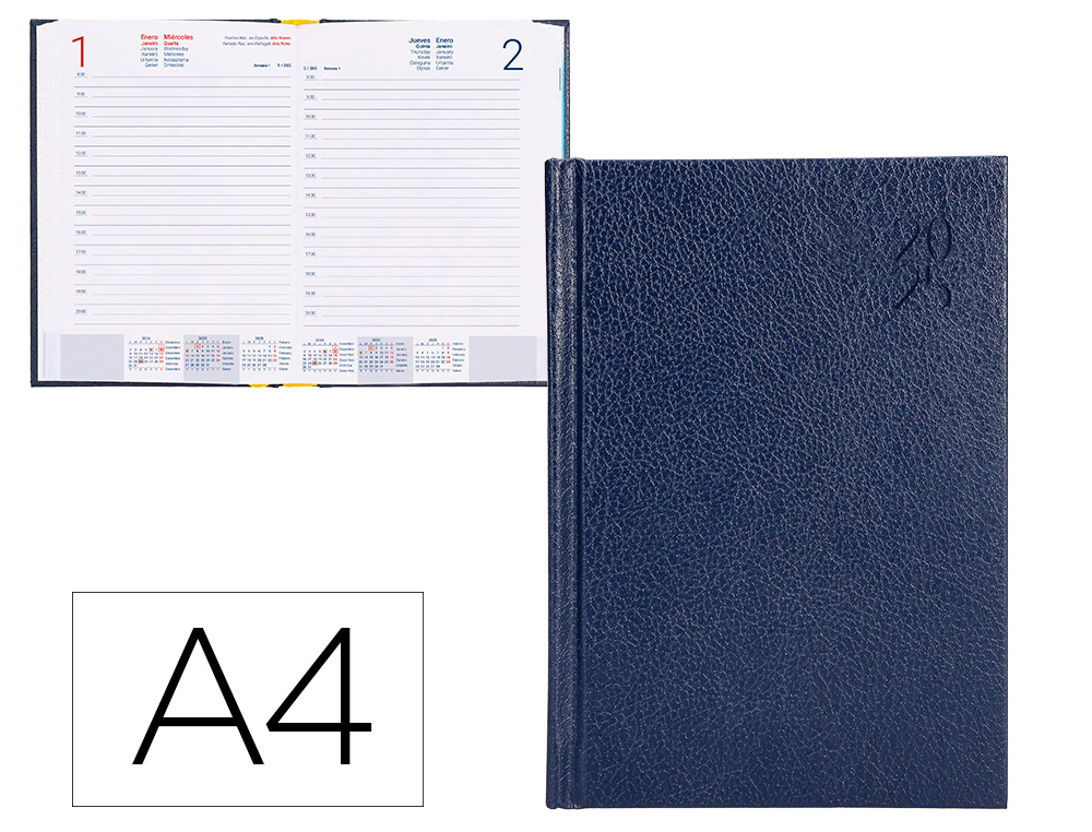 [170479] Agenda encuadernada liderpapel corfu a4 2025 dia pagina azul papel 60 gr