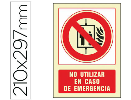 [76036] Pictograma syssa señal de no utilizar en caso de incendio en pvc fotoluminiscente 210x297 mm