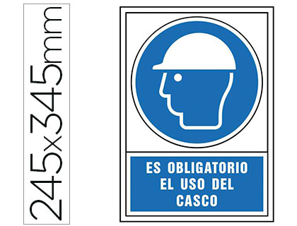 [76028] Pictograma syssa señal de obligacion es obligatorio el uso de casco en pvc 245x345 mm