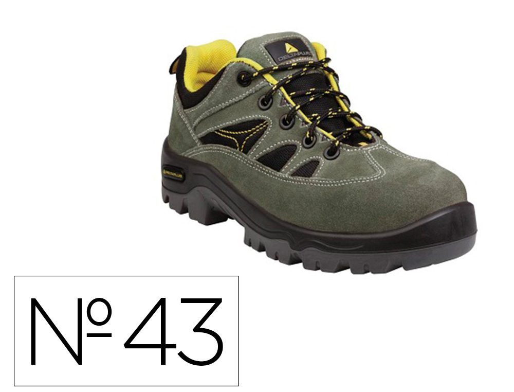 [75904] Zapatos de seguridad deltaplus trek de piel serraje puntera y suela composite verde talla 43