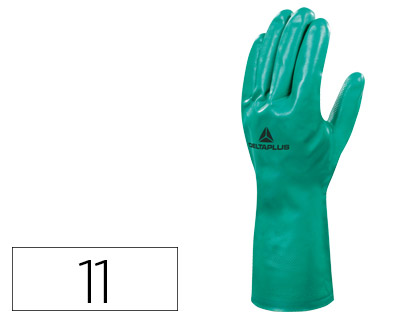 [75823] Guantes deltaplus tratado en nitrilo flocado de algodon especial para trabajos con liquidos quimicos talla 11