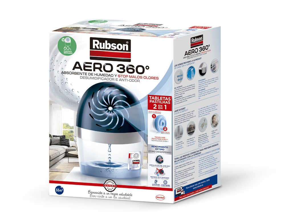 [75488] Deshumidificador rubson aero 360º + pastilla recambio gratis 189x118x241 mm