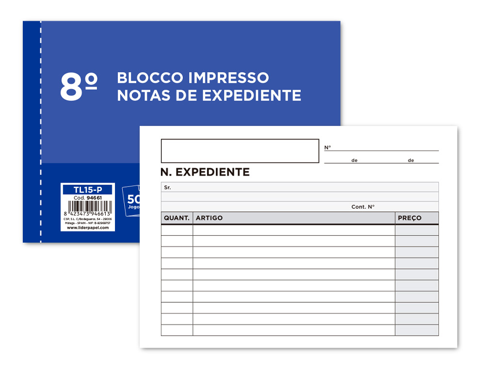 [94661] Talonario liderpapel notas de expediente octavo duplo texto en portugues