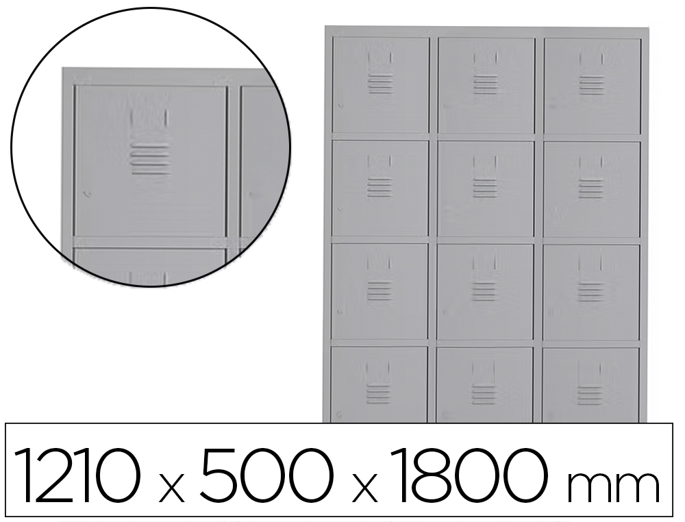 [169578] Taquilla metalica rocada 400 3 modulos x 4 puertas gris 1210x500x1800 mm