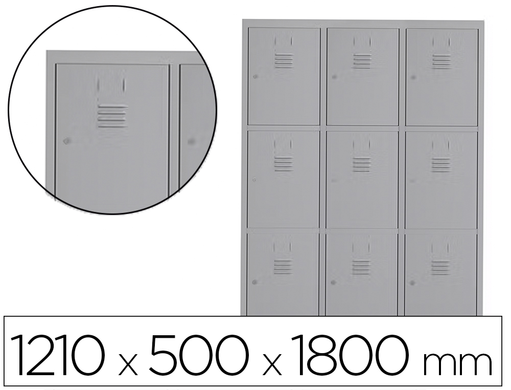 [169577] Taquilla metalica rocada 400 3 modulos x 3 puertas gris 1210x500x1800 mm