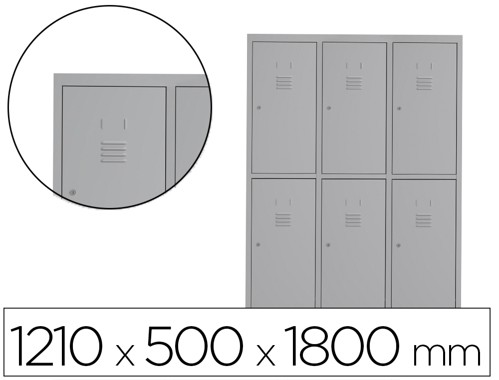 [169576] Taquilla metalica rocada 400 3 modulos x 2 puertas gris 1210x500x1800 mm