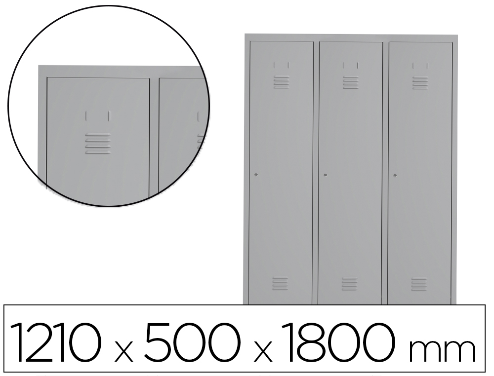 [169575] Taquilla metalica rocada 400 3 modulos x 1 puerta gris 1210x500x1800 mm