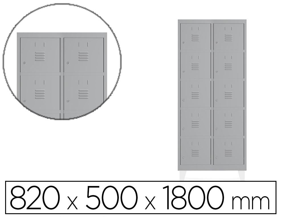 [169574] Taquilla metalica rocada 400 2 modulos x 5 puertas gris 820x500x1800 mm