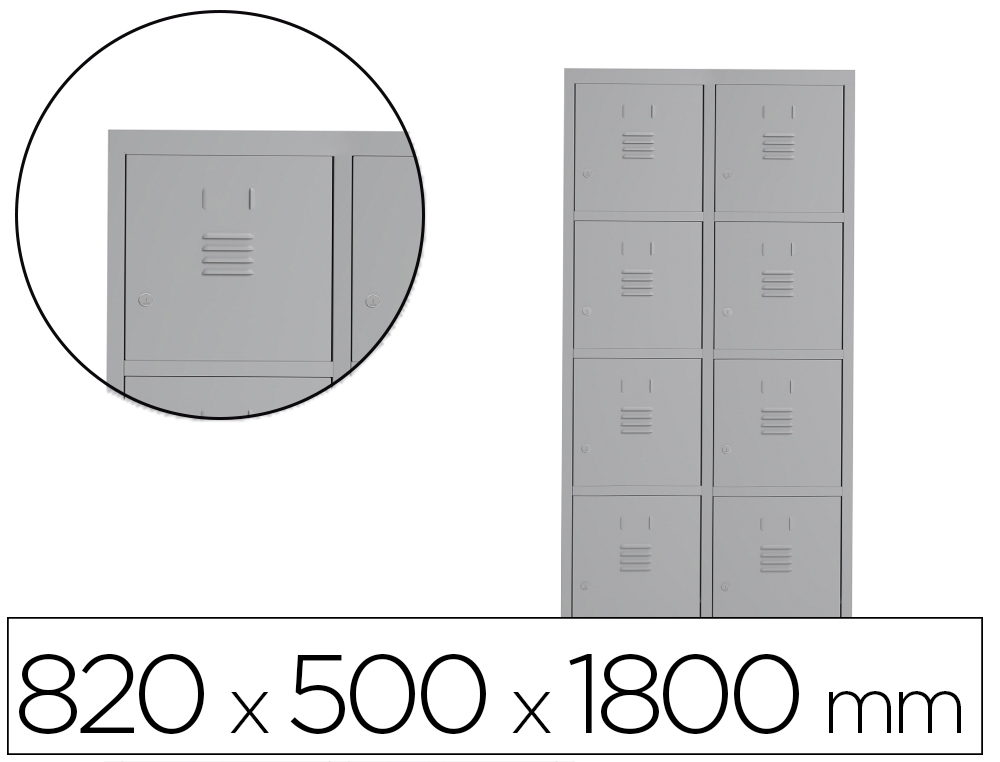 [169573] Taquilla metalica rocada 400 2 modulos x 4 puertas gris 820x500x1800 mm