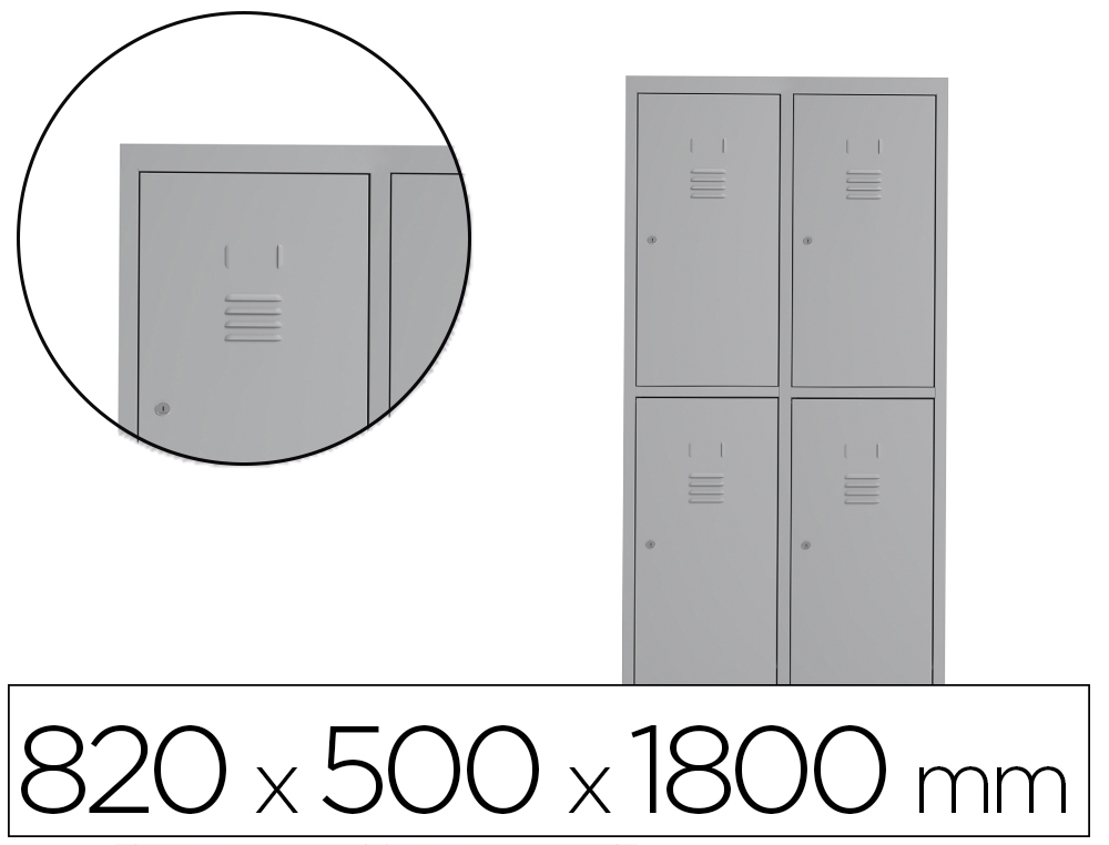 [169571] Taquilla metalica rocada 400 2 modulos x 2 puertas gris 820x500x1800 mm