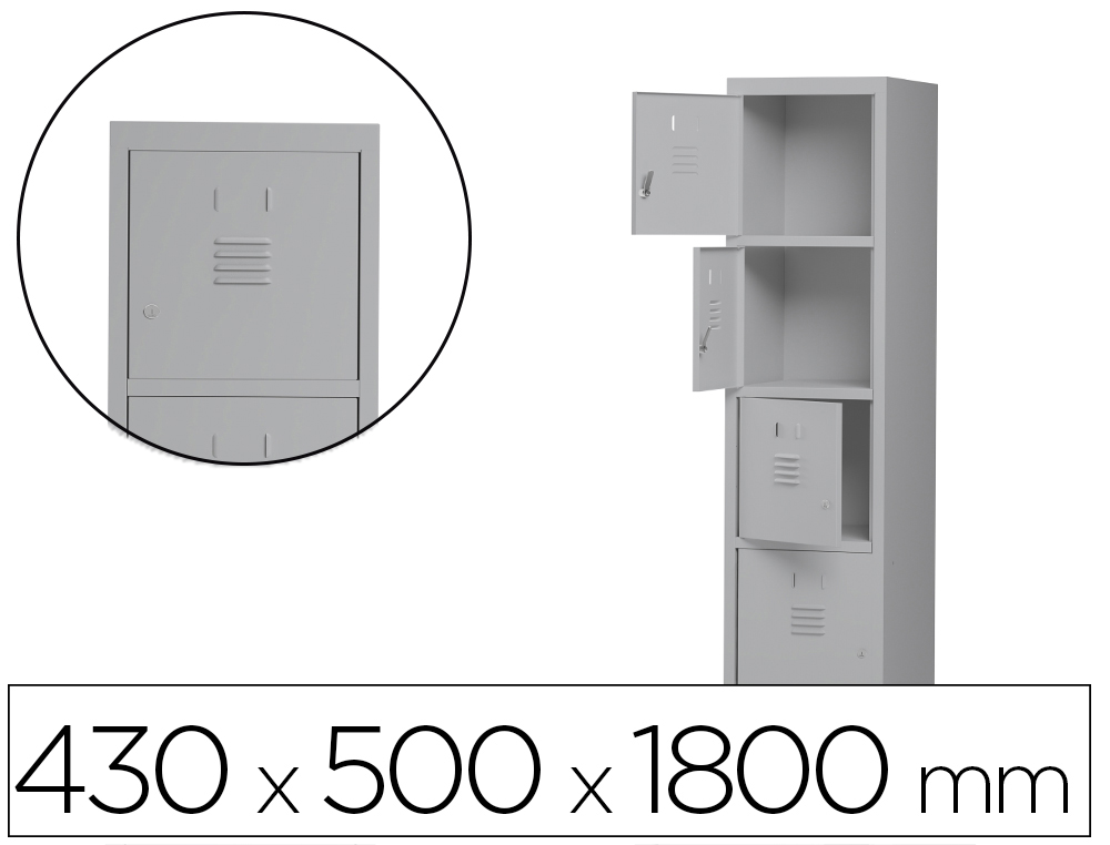 [169568] Taquilla metalica rocada 400 1 modulo x 4 puertas gris 430x500x1800 mm