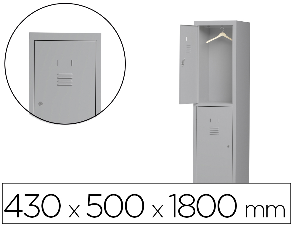 [169566] Taquilla metalica rocada 400 1 modulo x 2 puertas gris 430x500x1800 mm