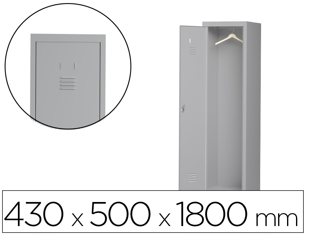 [169565] Taquilla metalica rocada 400 1 modulo x 1 puerta gris 430x500x1800 mm