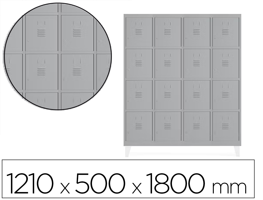 [169563] Taquilla metalica rocada 300 4 modulos x 4 puertas gris 1210x500x1800 mm