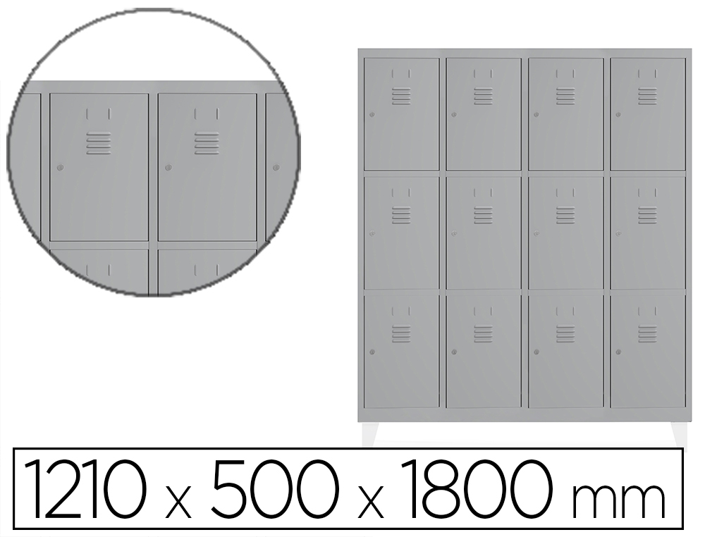 [169562] Taquilla metalica rocada 300 4 modulos x 3 puertas gris 1210x500x1800 mm