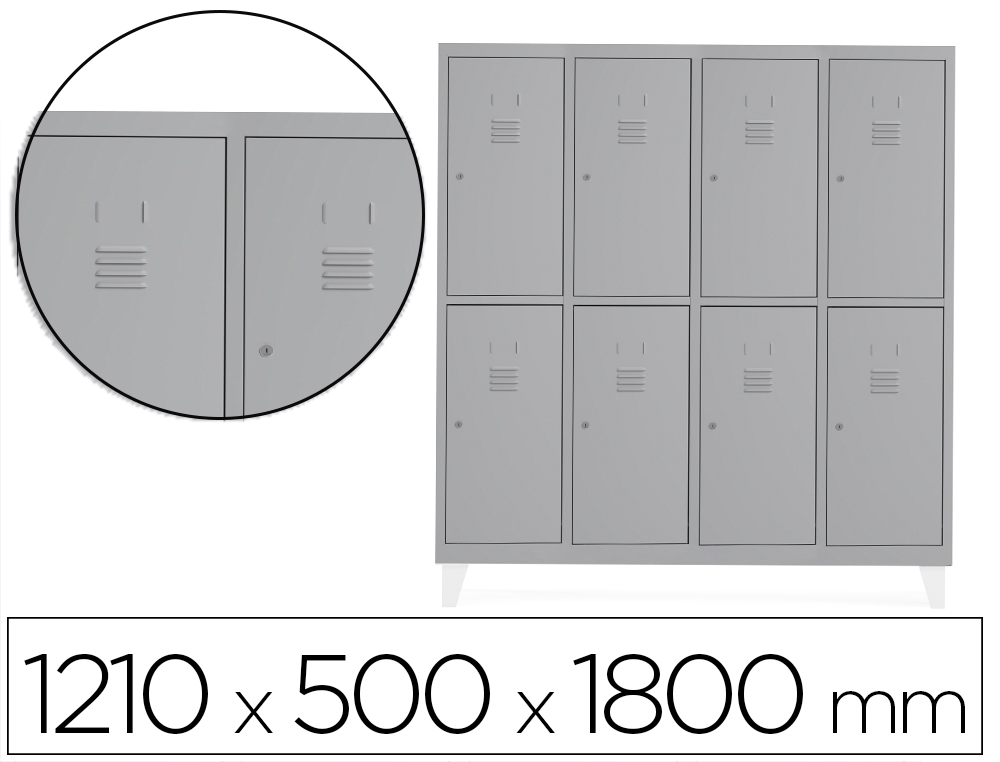 [169561] Taquilla metalica rocada 300 4 modulos x 2 puertas gris 1210x500x1800 mm