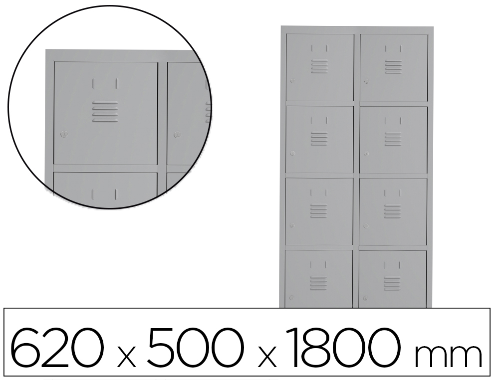 [169553] Taquilla metalica rocada 300 2 modulos x 4 puertas gris 620x500x1800 mm