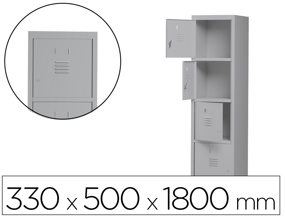 [169548] Taquilla metalica rocada 300 1 modulo 4 puertas gris 330x500x1800 mm