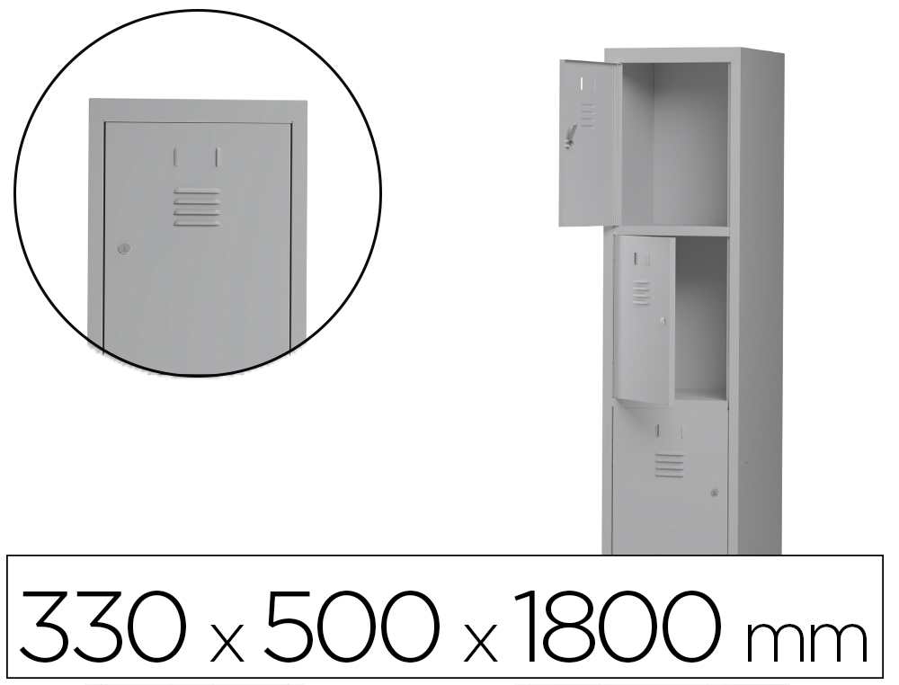 [169547] Taquilla metalica rocada 300 1 modulo 3 puertas gris 330x500x1800 mm