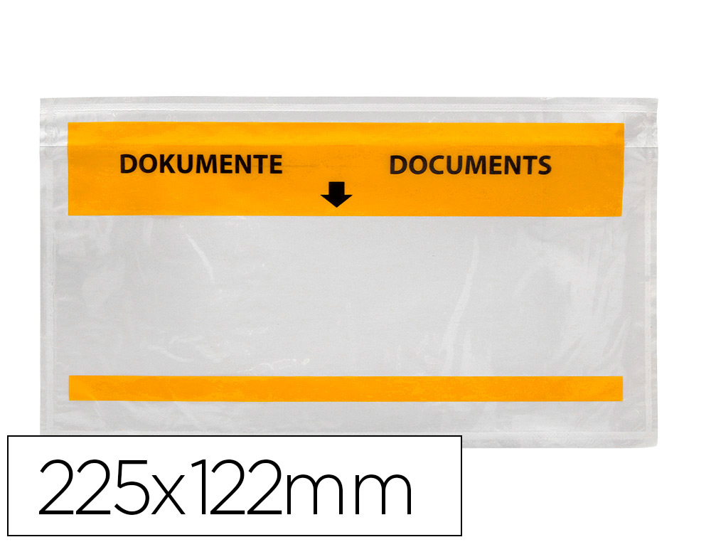 [156172] Sobre autoadhesivo q-connect portadocumentos multilingue 225x122 mm ventana totalmente transparente paquete de 1000