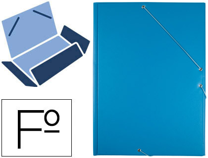 [77207] Carpeta liderpapel gomas folio 3 solapas carton forrado pvc azul