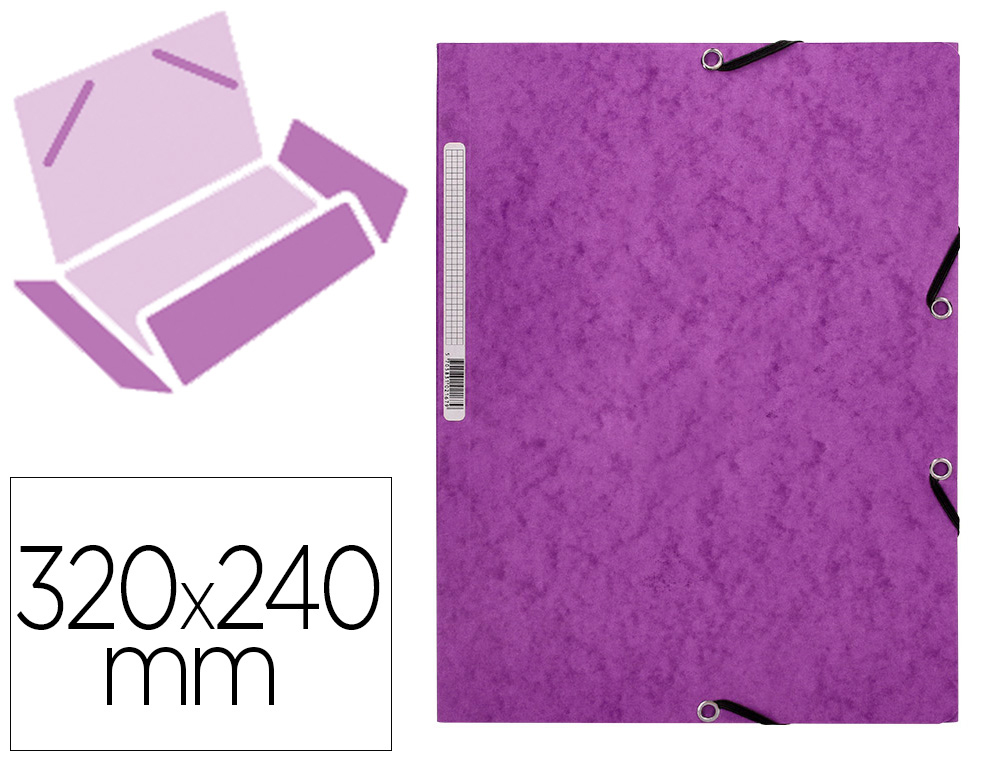 [31629] Carpeta q-connect gomas kf02171 carton simil-prespan solapas 320x243 mm violeta