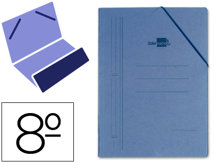 [10022] Carpeta liderpapel gomas octavo bolsa carton compacto azul