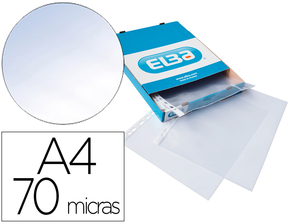 [155323] Funda multitaladro elba standard din a4 70 micras cristal caja de 100 unidades