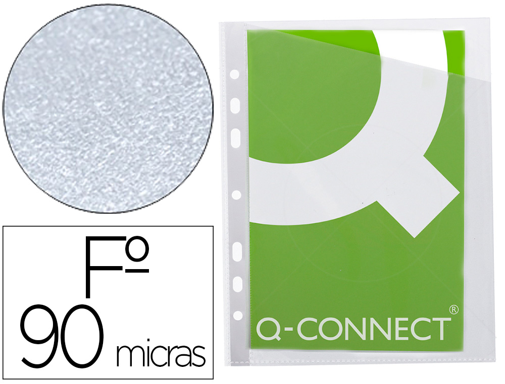 [63467] Funda q-connect corte oblicuo 290x195 mm cristal 4 taladros pvc 90 mc caja de 100 unidades