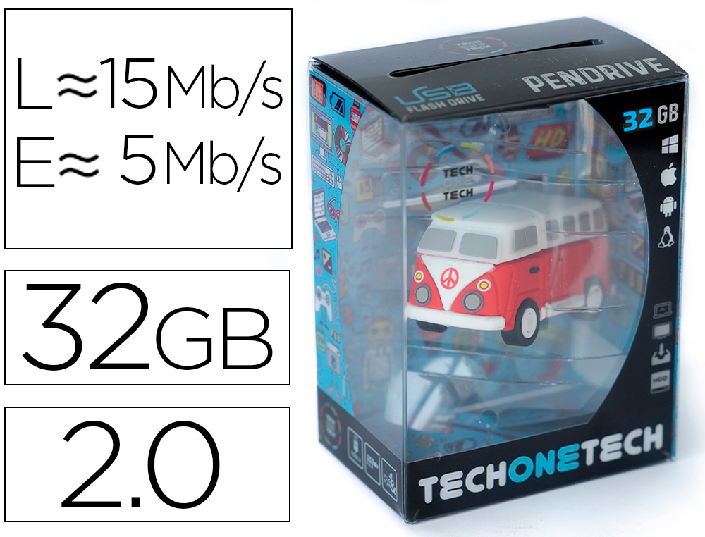 [161862] Memoria usb tech on tech hippy van bang camper 32 gb